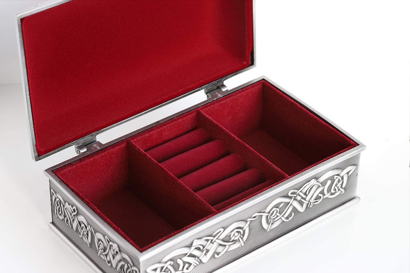 Biddy Murphy Irish Gifts Celtic Pewter Jewelry Box, May the Road Rise Medallion, Velvet Lined, Imported - Image 4